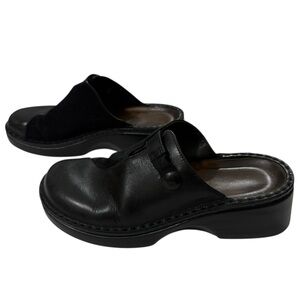 Naot Black Leather Suede Mule Clogs EU37 Comfort Slip On Shoes